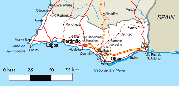 Mapa de Portugal  Algarve, Portugal, Mapas