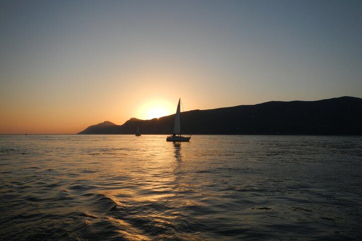 Sunset on a sailboat in Arrábida, Setúbal