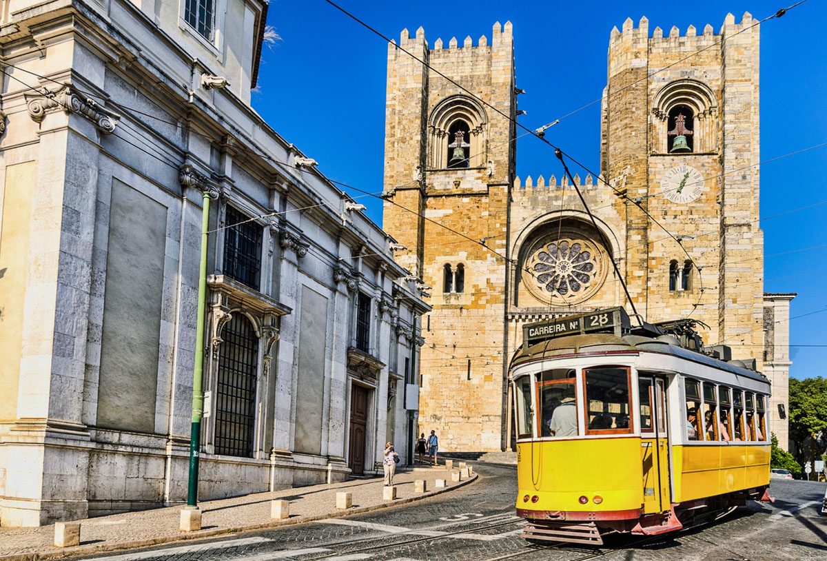 Lisbon Cathedral and tram - Alfama