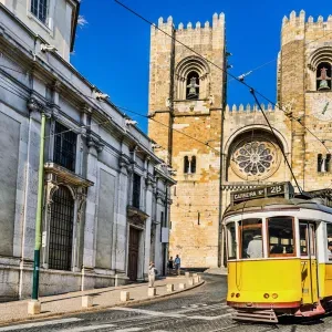 Lisbon Cathedral and tram - Alfama