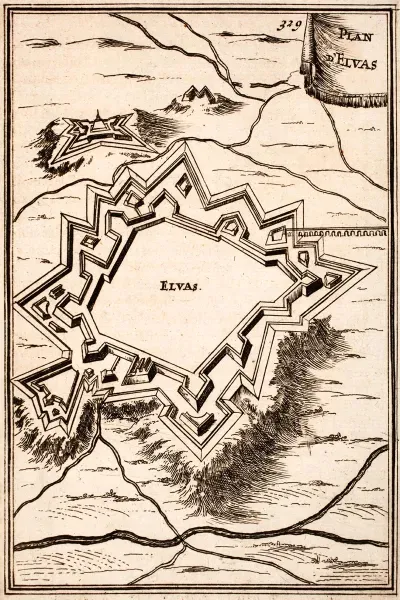 Elvas city wall fortifications plan