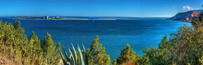 View across Sado Estuary from Setubal to Troia Peninsula