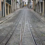 View up the Elevador da Bica - Lisbon