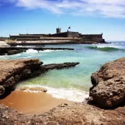 Carcavelos beach and fort