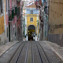 View Down the Elevador da Bica - Lisbon