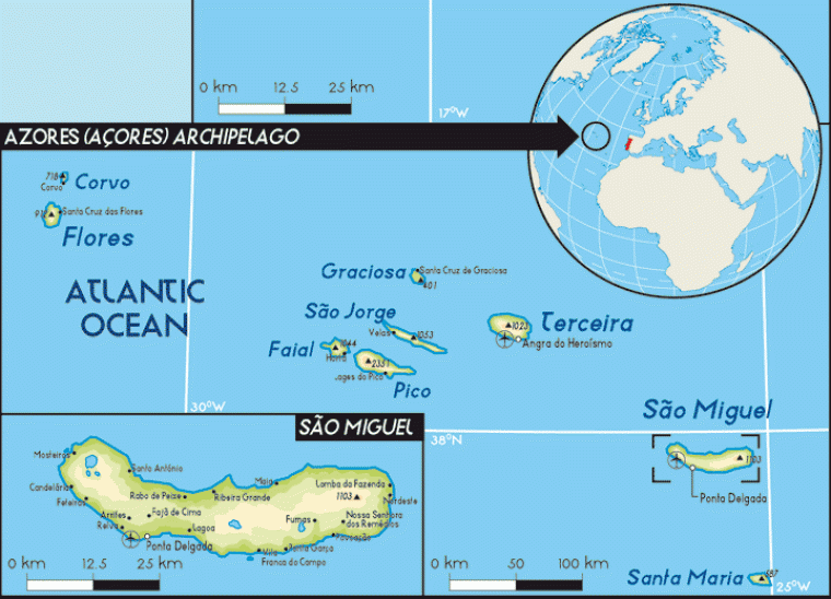 The Azores Portugal Map Azores - Portugal Travel Guide