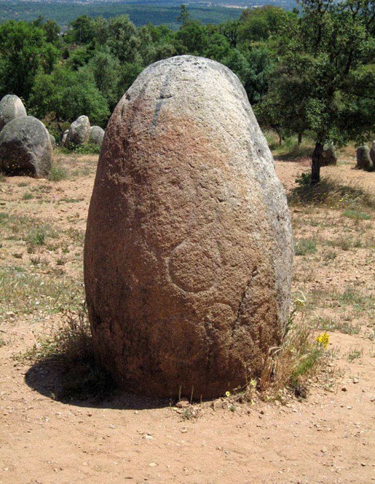 Almendres Cromlech - Engraved stone