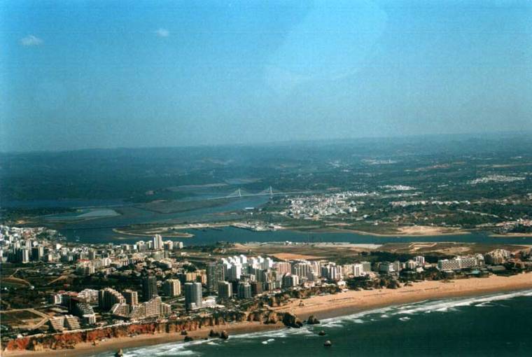 Praia da Rocha and Portimao from the Air